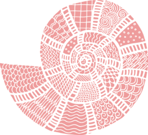 Graphic image of a spiral sea shell.